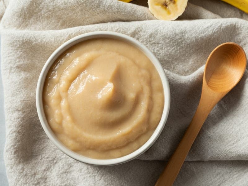 Banana schiacciata con yogurt greco — ricetta BLW per bambini 6 mesi