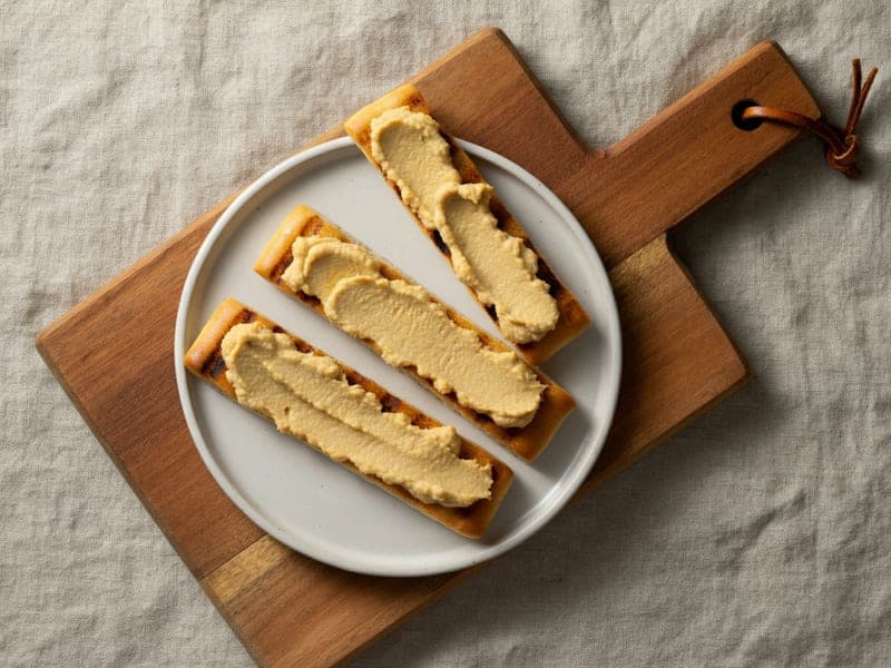 Crostini di pane integrale con hummus — ricetta BLW per bambini 12 mesi