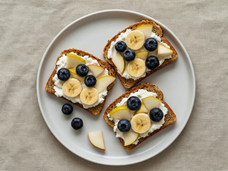 Fette biscottate con ricotta e frutta — ricetta BLW per bambini 9 mesi