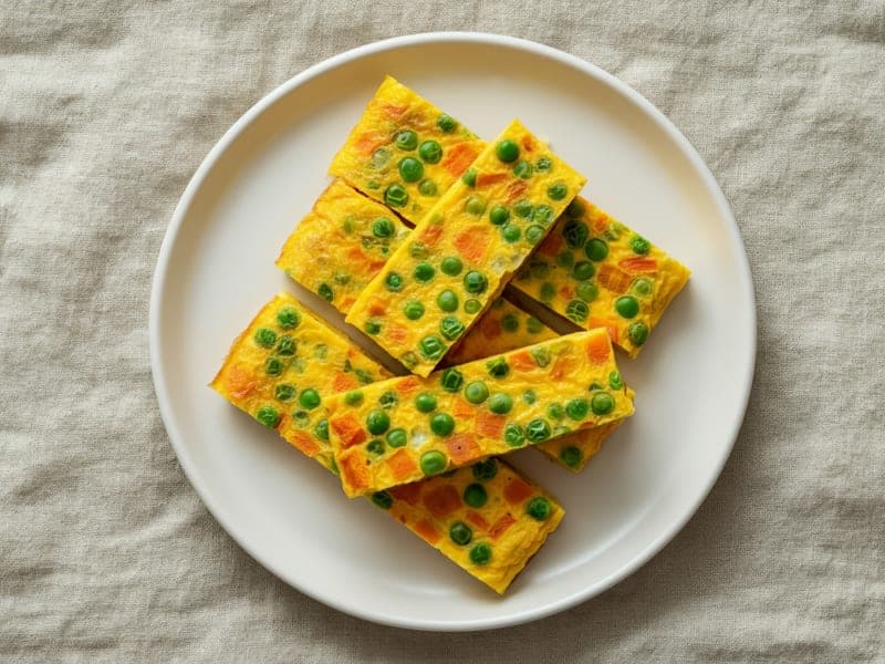 Frittata di piselli e carote — ricetta BLW per bambini 9 mesi