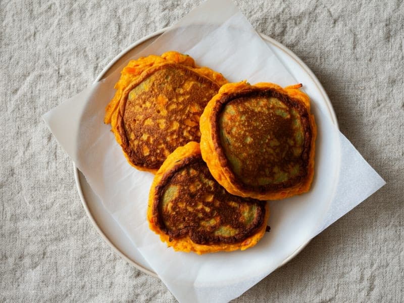 Pancake integrali alla carota — ricetta BLW per bambini 9 mesi
