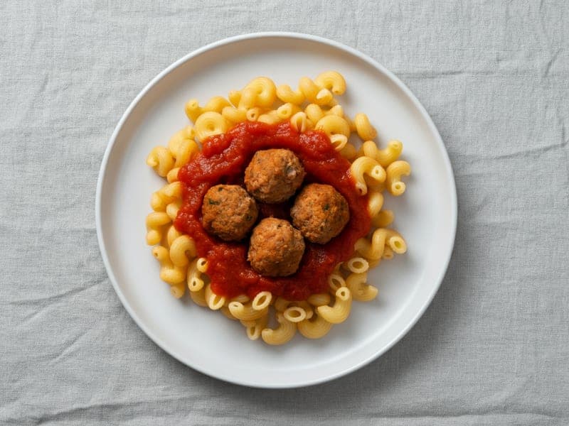 Pasta al sugo con polpettine — ricetta BLW per bambini 12 mesi