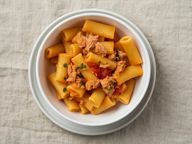 Pasta con tonno e pomodoro — ricetta BLW per bambini 12 mesi