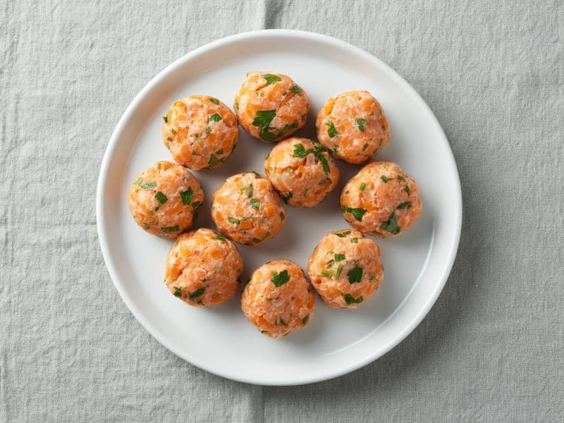 Polpettine di salmone al vapore — ricetta BLW per bambini 9 mesi