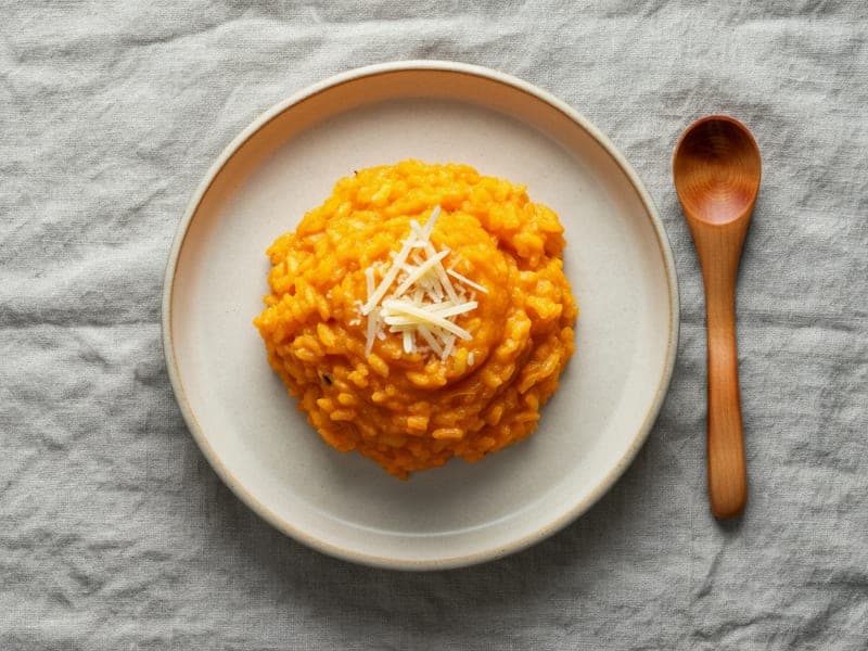 Riso con crema di zucca e parmigiano — ricetta BLW per bambini 9 mesi