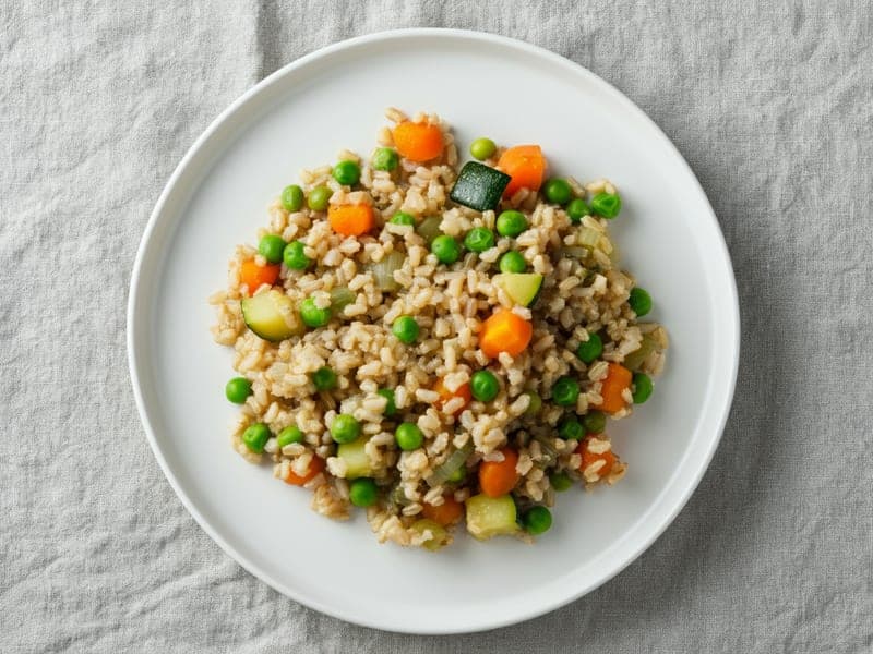Riso integrale con verdure saltate — ricetta BLW per bambini 12 mesi