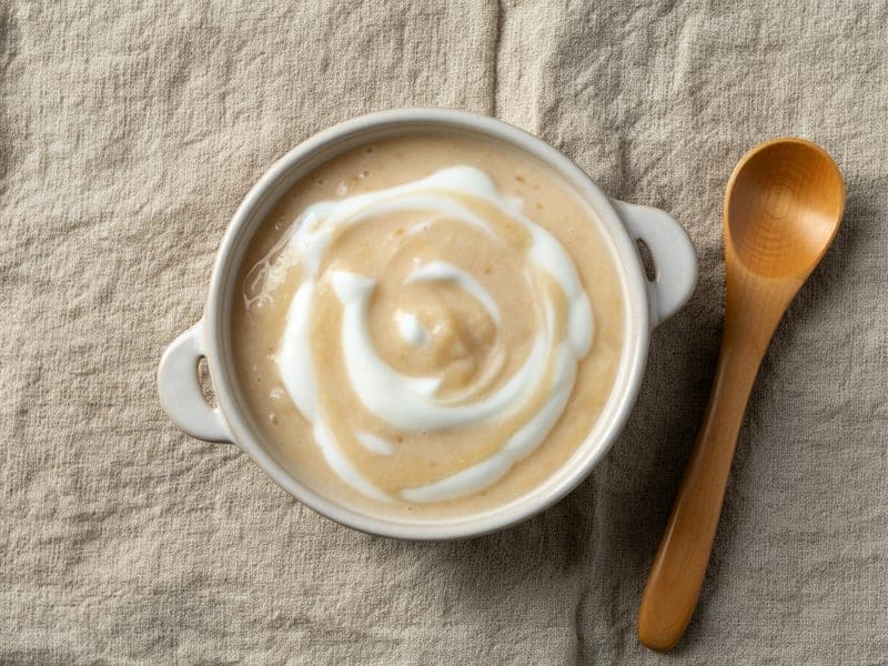 Yogurt con banana schiacciata — ricetta BLW per bambini 6 mesi